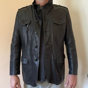 Men’s Leather Jacket Black Large Gimo’s Barcelino Italian European Style
